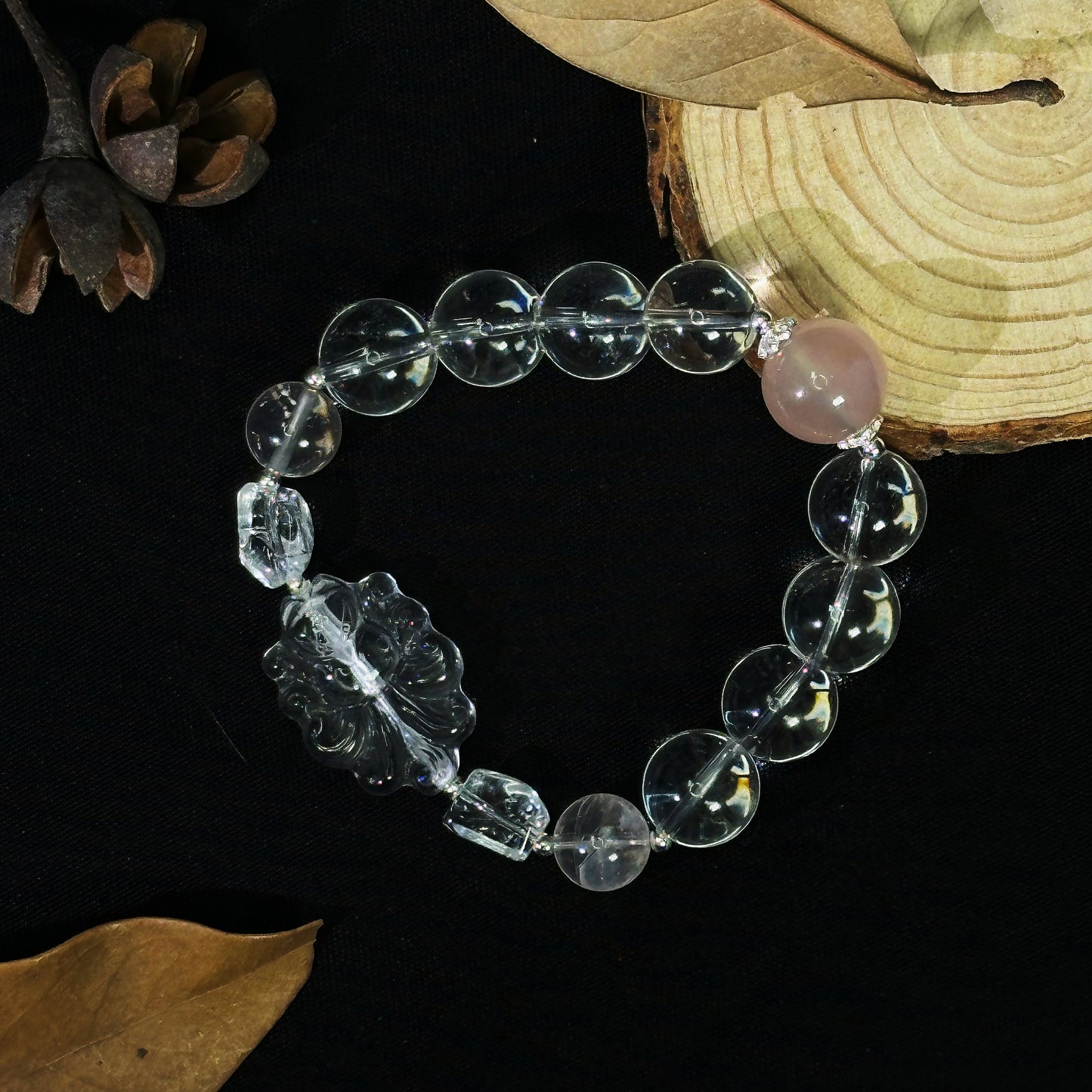 White fox clear quartz 925 silver