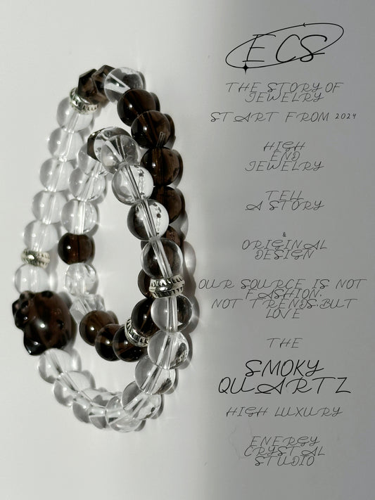 Hello kitty smoky white crystal double circle bracelet