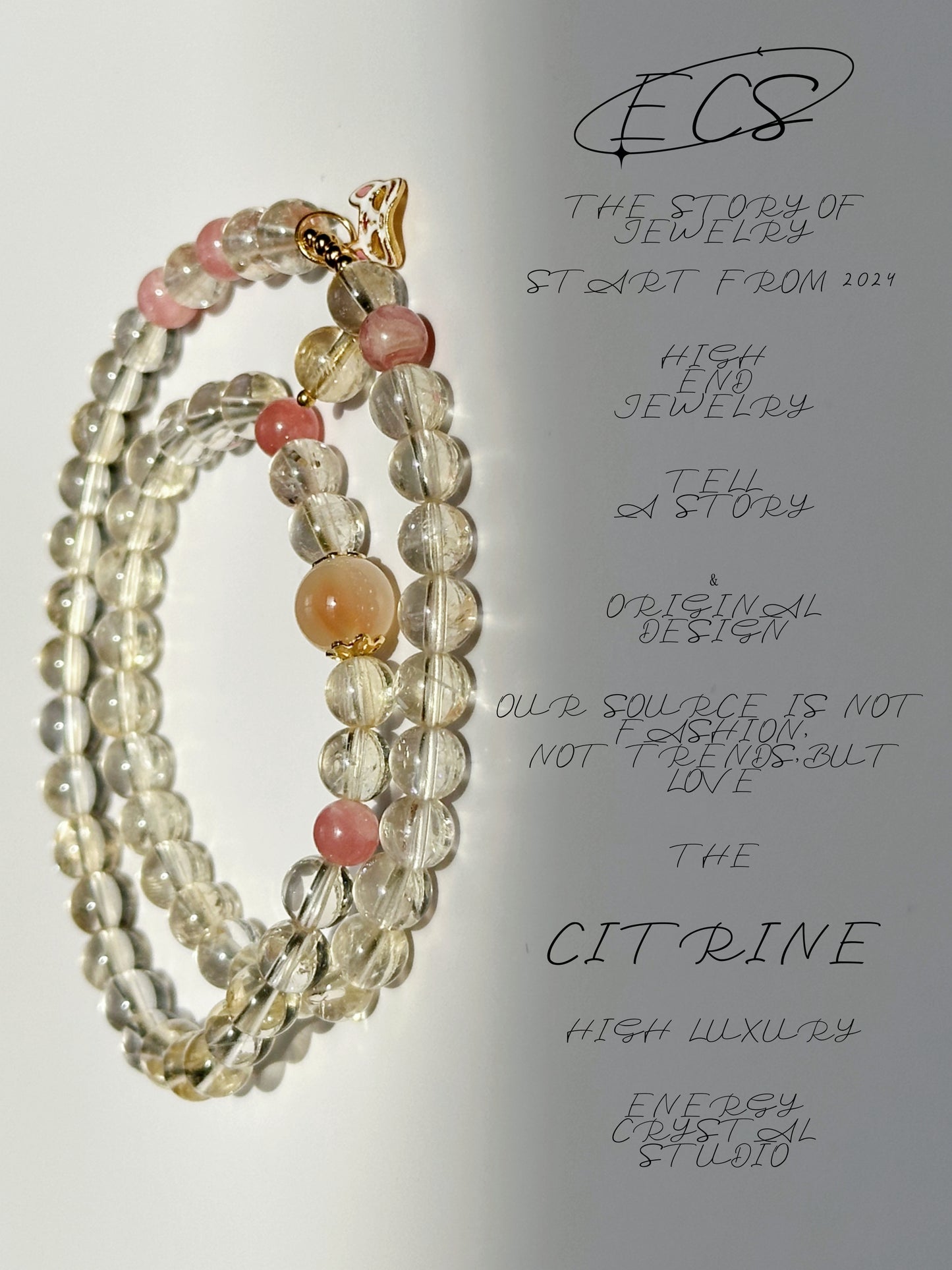 Little Foxes Double Circles Citrine and Rhodochrosite Sugar Heart Agate Bracelet